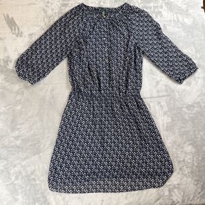 Lauren Ralph Lauren Navy Blue & White Semi Sheer Dress Sz 14W NO Lining